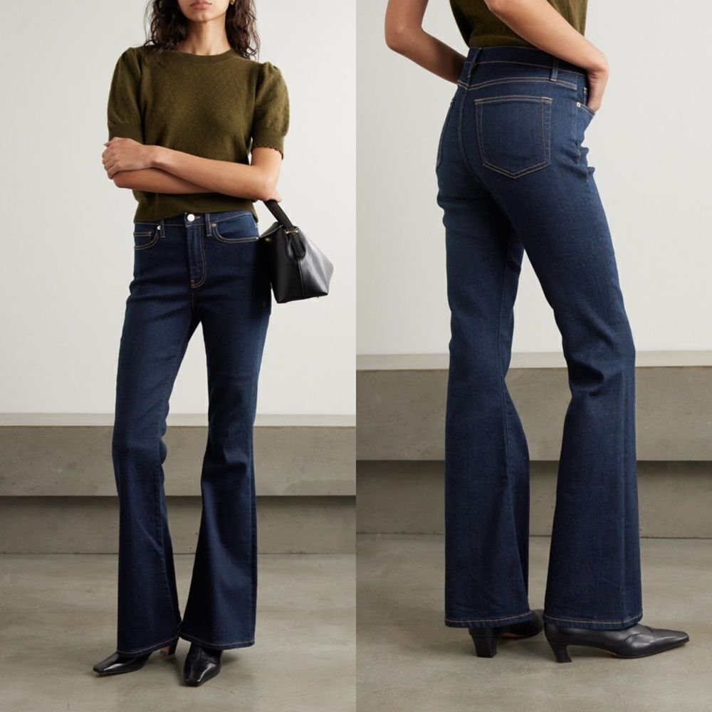 NWT FRAME Le Pixie High Flare in Indigo dark wash - Picture 1 of 14